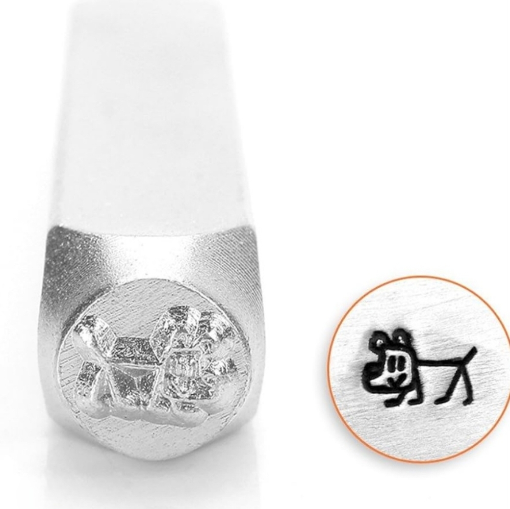 RETIRED DESIGN Stick Dog Metal Stamp Design 6mm